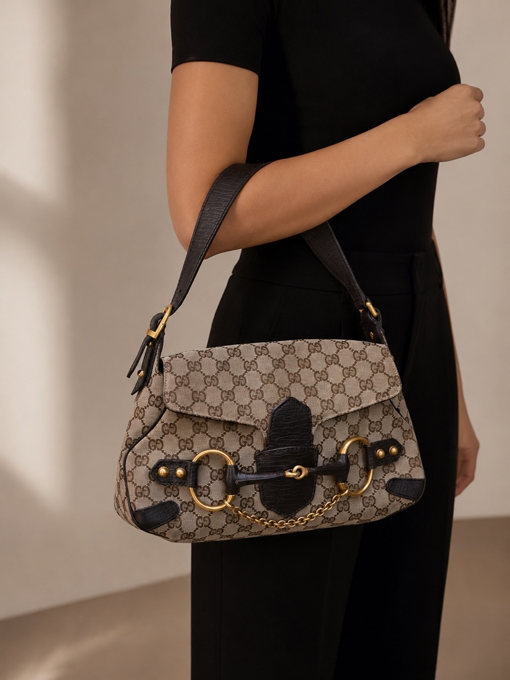 Gucci F/W 2003 Tom Ford Era GG Canvas Horsebit Chain Bag